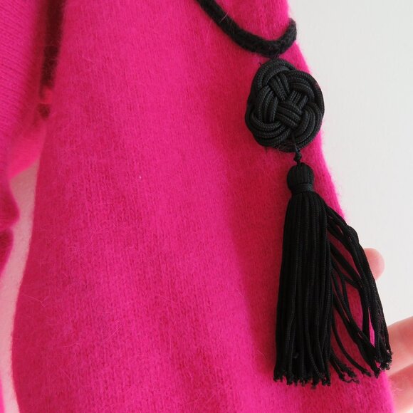 VINTAGE CEDARS Angora Lambswool  Pink Beaded Dolman Sleeve Sweater - Size M - Picture 6 of 15